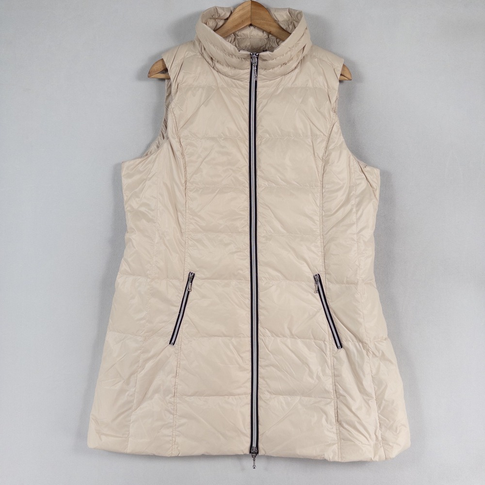 My Anorak Puffer Vest Womens XL Cream Longline Quilted Down Filled Gorpcore
